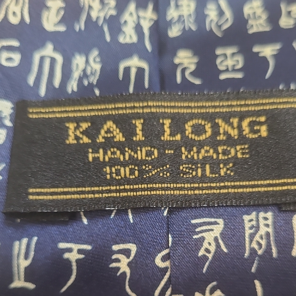 Kai Long 57" Blue Silk Scarf